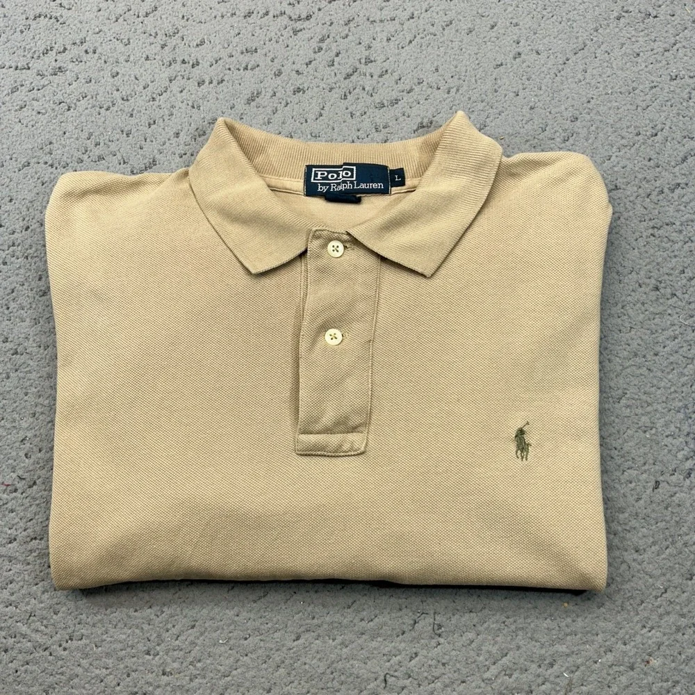 Polo Ralph Lauren Polo Mens Large Tan Short Sleeve Pony Logo Preppy Casual